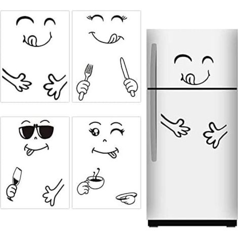 4 Pièces Mignon Autocollant Réfrigérateur Délicieux Visage Cuisine Frigo Stickers Heureux Délicieux Visage Cuisine Frigo Stickers Muraux Art pour la Décoration de la Cuisine chambre (1/5)