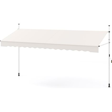 Tenda da sole retrattile manuale con manovella, Tettuccio da esterno regolabile in altezza 400 x 300 cm Bianco (1/5)