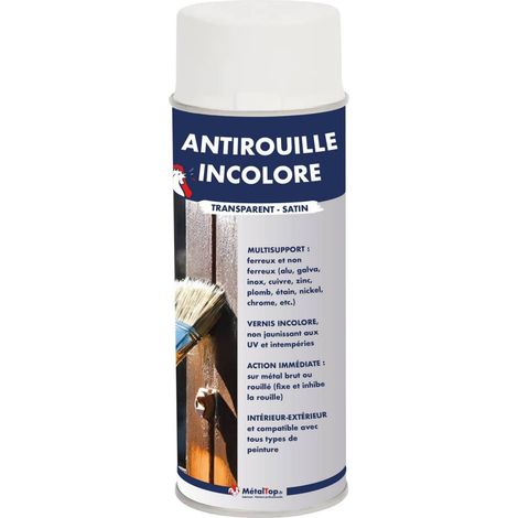 Metaltop – Antirouille incolore 400 mL – Protection métal jusqu'à 12 ans – Application facile – Finition satinée (1/5)