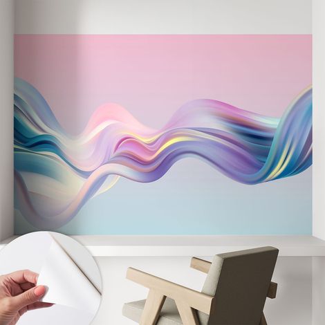 Papier peint autocollant avec imprimé pour cuisine facile à appliquer pour mur a motif Vagues colorées 104x70 cm (1/5)