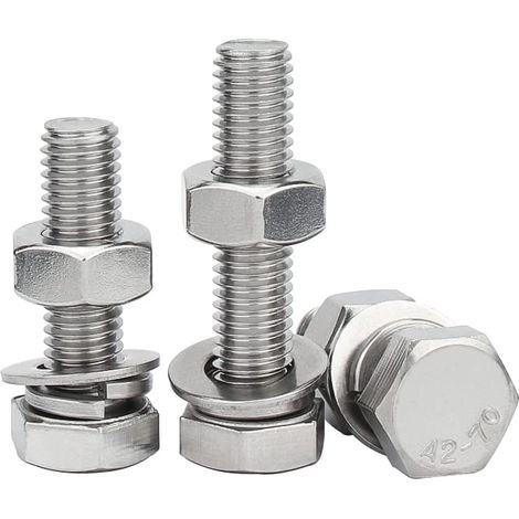 Ensemble de boulons et écrous hexagonaux en acier inoxydable 304 (1/5)