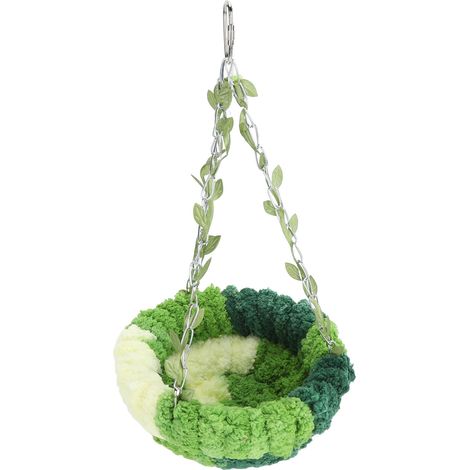 Hamac pour perroquet, lit confortable en polaire corail douce, nid suspendu pour oiseau en cage, petit hamac vert (14 x 23,5 cm / 5,51 x 9,25 pouces) (1/5)