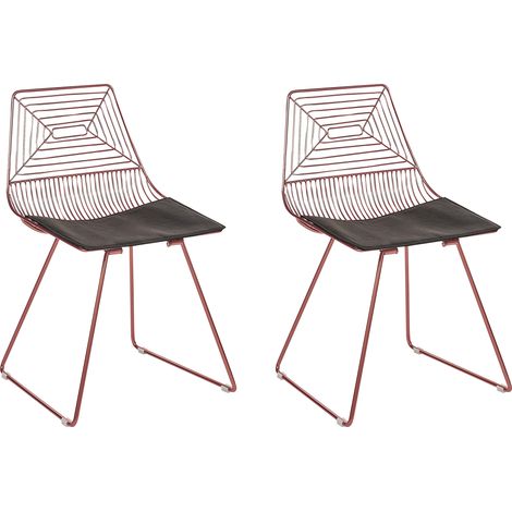 Conjunto de 2 sillas de metal rosa dorado negro asiento piel sintética Beatty (1/5)