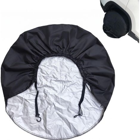 Housse de Pneu de Secours Universelle 27-29 Pouces, Protège Roue Imperméable et Anti-UV pour Camping-Car, Caravane, SUV, Remorque - Noir et Argent avec Crochet de Fixation (1 Pièce) (1/5)