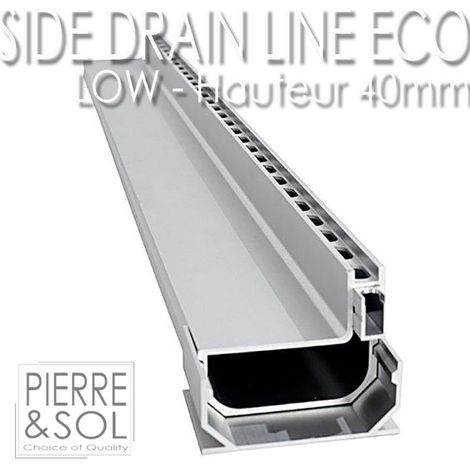 Caniveau d'évacuation aluminium extrudé 0,5 m – Résistant à la corrosion – Fentes 10x25 mm – Installation rapide pour terrasses et allées