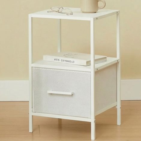 CASABEL Table de Chevet, plateau blanc et structure métallique (1/5)