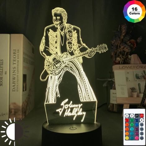 16 couleur avec télécommande - Veilleuse à Led colorée avec figurine Johnny Hallyday Guita, pour Fans, Club o