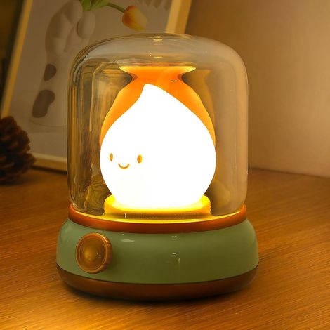 Lampe de Chevet, Veilleuse Enfant Pour Chambre Salon, LED Lampe de Chevet Dimmable avec Mode Chaud et Mode Bougie (scintillement), USB Rechargeable Lampes Veilleuse Adulte avec Minuteur (1/5)