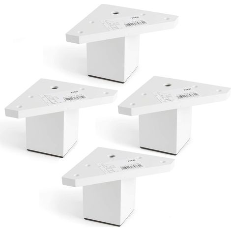 Pieds en ABS blanc - Restauration, bricolage et projets DIY - Pieds avec plaque de fixation perforée pour une installation facile - Hauteur : 5,2 cm (1/5)