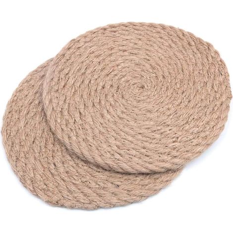 Zoll große Rattan-Isolierpads, handgewebte Rattan-Untersetzer – Tassenbodenplatten und Geschirr-Isolier-Topflappen – heiße Pads – Esszimmer-Küchenzubehör (1/4)