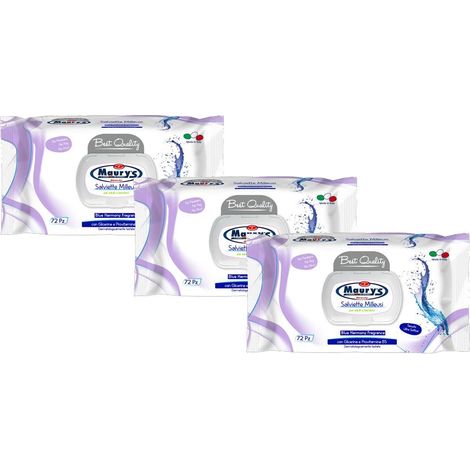 KIT SET 3 PZ MAURY'S SALVIETTE DETERGENTI UMIDIFICATE MILLEUSI BLU HARMONY 72PZ