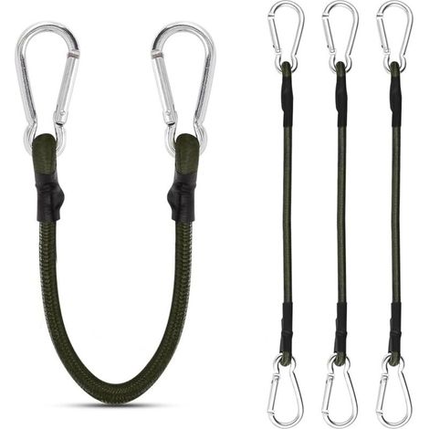 4 Pièces 30 cm Tendeurs Elastique avec Crochets Cordon Élastique avec Mousqueton Robuste Tendeur Elastique pour Camping Porte-vélos Tente Voiture, Vert (1/5)
