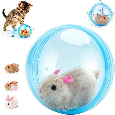 Nouvelle balle interactive pour chat auto-roulante 2026 avec motif animal réaliste, balle roulant automatiquement avec rotation à 360°, balle d'intérieur amusante et interactive, adaptée aux chats et (1/5)