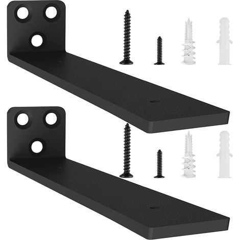 2 Pièces Equerre Etagere Murale 30 cm, Equerre Charge Lourde, Support étagère Murale Pour Étagères Ouvertes de Bricolage (Noir, 30cm) (1/5)