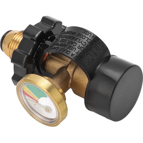 Adapter für Propangastanks mit farbcodierter Skala, Leckageerkennung, Sicherheitsvorkehrungen und Füllstandsanzeige. (1/5)