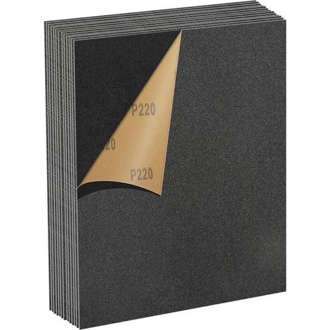 Set de Papier Abrasif 220 Grains, 13 Pièces 23 x 28cm Papier Abrasif Résistant à l'Eau pour Voitures Métaux Murs Bois Meubles, Polissage Humide et Sec Papier de Verre