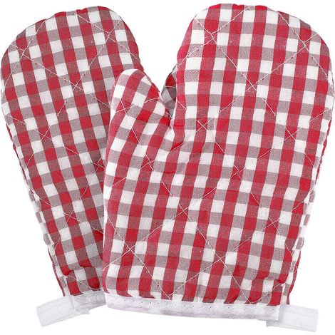 Gants de cuisine pour femmes, gants de four pour enfants, gants de cuisine rouges, paire de maniques doubles (1/5)