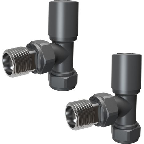 AICA 15mmx1/2" Angled Radiator Valves Manual Tap Chrome