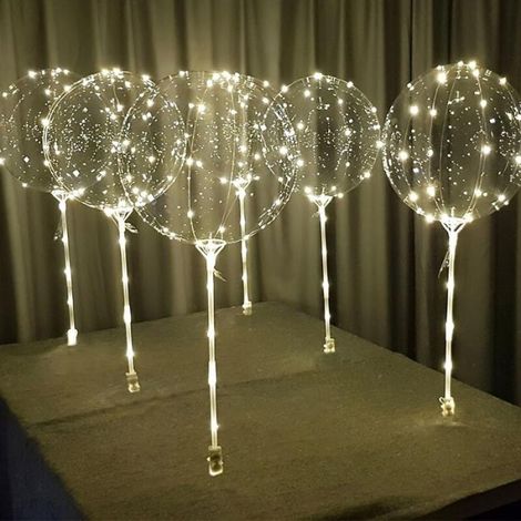 12 boules ondulées à guirlande lumineuse LED, ballons transparents, sans piles, objets de décoration (1/3)