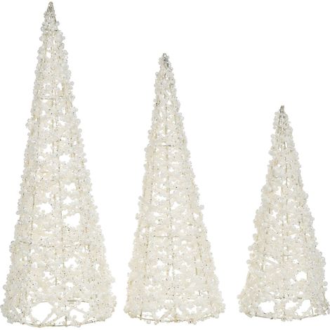 Dekofiguren 3er Set ROSAN Weihnachtsbaum 40/50/60 cm Weiß (1/5)