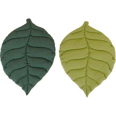 Alfombrilla para mascotas de algodón ultrasuave con forma de hoja, colchoneta portátil de doble cara para acampar, ideal para gatos y perros (68x48 cm, verde). (1/3)