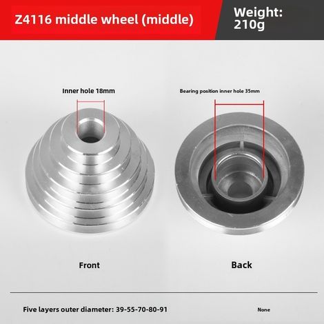Petit accessoire de perçage 13 : poulie en aluminium, roue pagode, perceuse de bureau Z4113Z4116, roue d'entraînement en métal pour perceuse à siège haut (roue intermédiaire pour perceuse à siège haut (1/5)