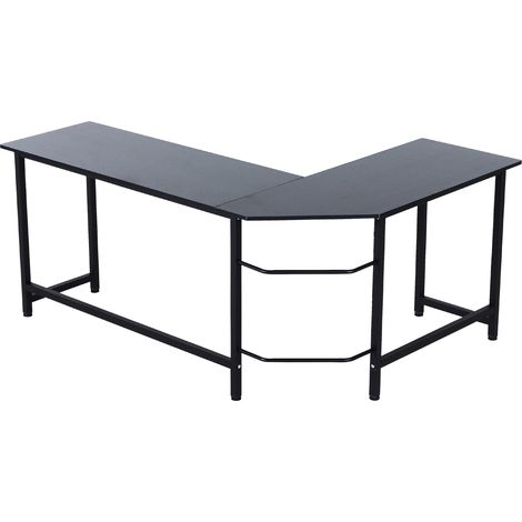 Bureau d'ordinateur PC d'angle en forme de L, 168 x 120 x 75 cm, structure métallique (1/5)
