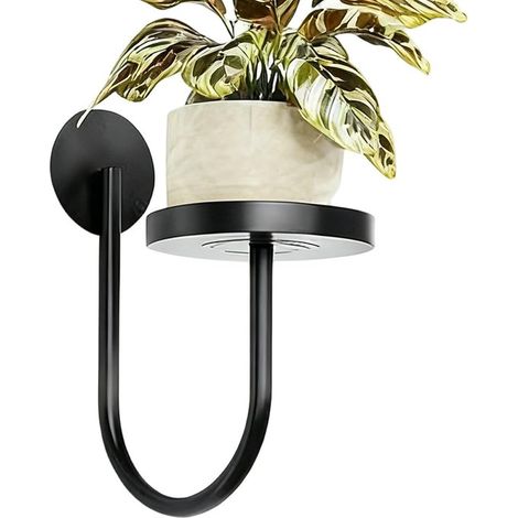 Estante de pared - Soporte para plantas - Exhibición de plantas - Diseño que ahorra espacio - 26 x 16 x 13 cm - Negro (1/5)