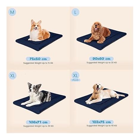 Panier Chien, Tapis Chien Grande Taille, 90x60 cm Bleu Marine Matelas pour Chiens, Lavable, Coussin Chien Imperméable avec Dessous Antidérapant Dog Bed (1/2)