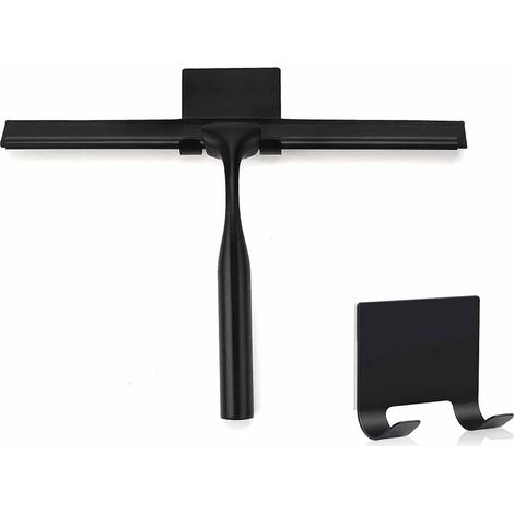 Raclette de douche en acier inoxydable pour vitres de salle de bain, voiture, cuisine (noir) (1/4)