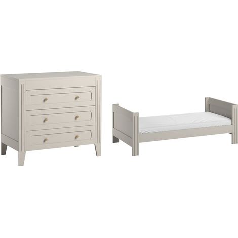 Lit évolutif 70x140 et commode 3 tiroirs Vox Milenne Cachemire (1/5)