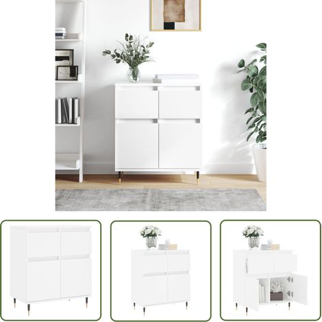 The Living Store Sideboard Weiß 60x35x70 cm Holzwerkstoff - Schreibtisch - Wohnzimmermöbel - Sideboard - Regal - Aufbewahrung (1/5)