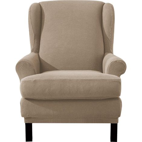 Ohrensesselbezug 2-teilig Jacquard Stretchhusse für Lesesessel (Sand) (1/5)