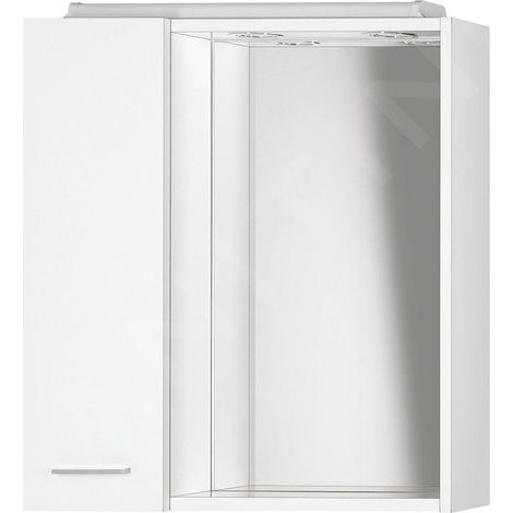Aqualine Zoja - Armoire de toilette avec éclairage LED 600x600x140 mm, gauche, blanc 45021 (1/5)