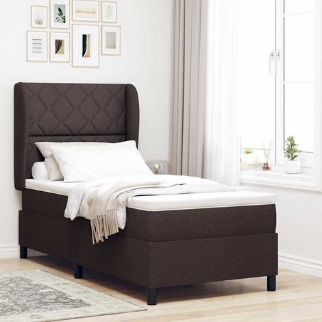 Cama tipo Box Spring Marrón oscuro 100 x 200 cm tela (1/5)