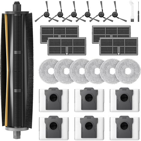 25 Stück Zubehör für Dreame X40 Ultra Complete/X40 Ultra /L40 Ultra/X40 Master/L10s Ultra Gen 3/Mova P50 Pro Ultra/P10 Pro Ultra Staubsauger,1 Hauptbürste,6 Staubbeutel,6 Wischtücher,4 Filter