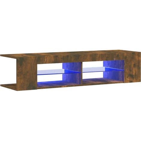 Mobile TV multimediale scaffale per televisione televisione buffet sala da pranzo soggiorno camera da letto con luci LED rovere affumicato 135 x 39 x 30 cm marrone 020026719
