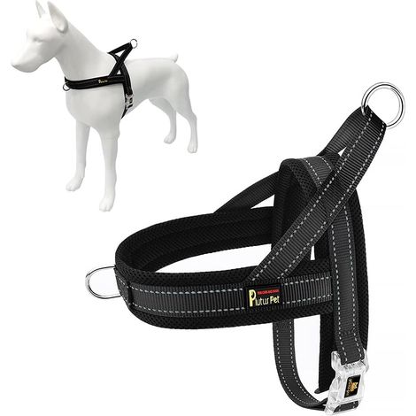Filiyano-Harnais pour chien anti-traction avec rembourrage en maille respirante, harnais-gilet pour chien à enfiler rapidement (XS, Noir) (1/4)