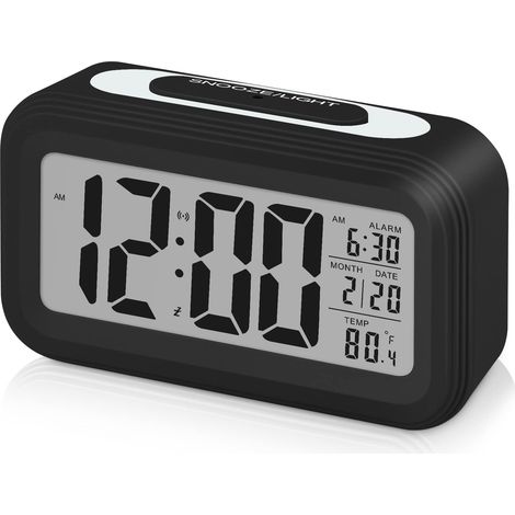 Réveil Numérique Reveille Digital Reveil Matin Silencieux et Intelligent à Piles avec LED Reveil Lumineux avec Fonction Date Température pour Enfant (1/5)
