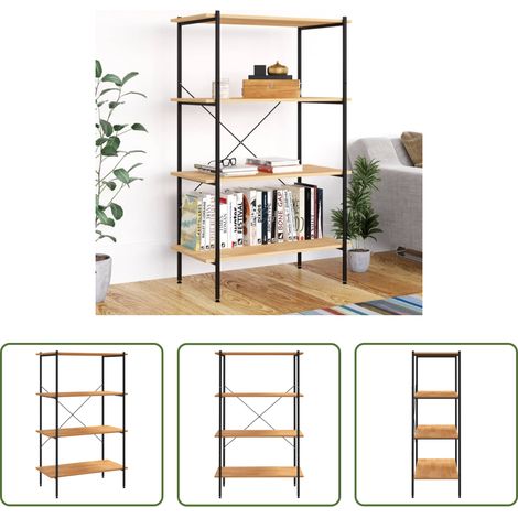 vidaXL Étagère de garage -  Étagère à 4 niveaux noir et chêne 80x40x130 cm (1/5)