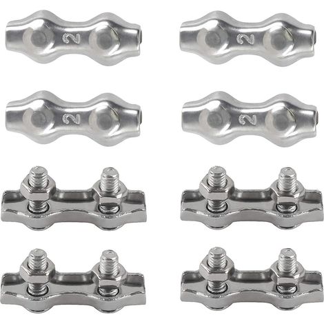Clips de fixation duplex en acier inoxydable 304 pour cordes à linge, voiles d'ombrage et terrasse - Lot de 8 (1/5)