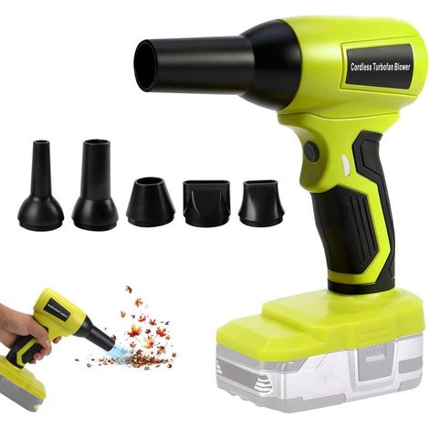 Souffleur de feuilles sans fil, nettoyeur de poussière portable sans balais, avec 5 buses pour terrasse, chambre et maison (batterie Ryobi 18V non incluse)