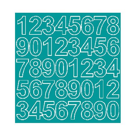 Pegatinas autoadhesivas con números de 3,5 cm, color turquesa mate.