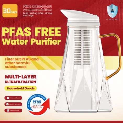 FLITI 1.8L Glass Water Filter Jug, Multi-Stage Filtration Pitcher, Reduces Chlorine and Fluoride, Cartridge Included, Borosilicate Glass (1/5)
