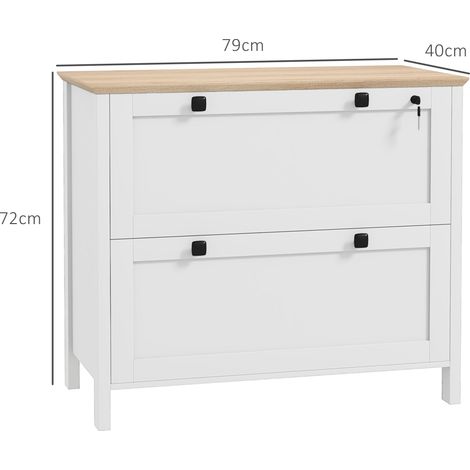 Classeur à documents à deux tiroirs pour dossiers A4, verrouillable, 76x40x76cm, blanc. (1/5)