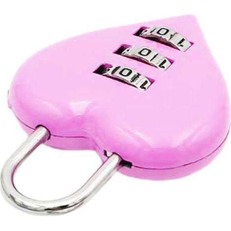 Cadenas en forme de cœur, code à 3 chiffres, combinaison de mot de passe, cadenas de sécurité pour valise, rose (1/5)