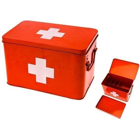 Tzmo Cross caja de botiquín roja metal 31,5x19x21 cm