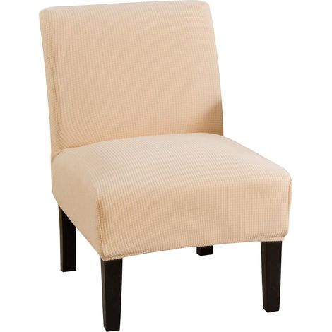Stretchable and removable protective covers for armless chairs, washable for home and hotel use (beige, knitted) (1/5)