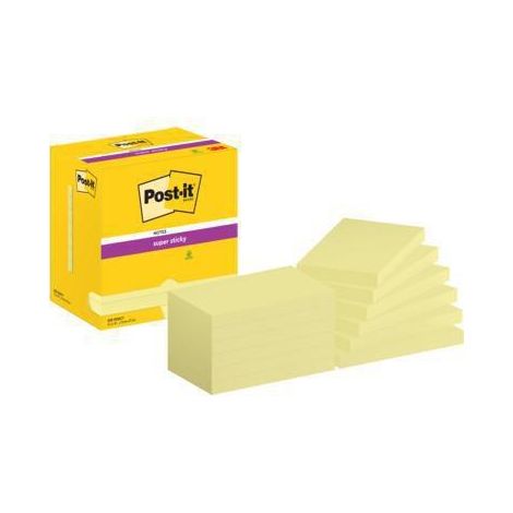Post-It Super Sticky Notes, 3 in x 5 in, Canary Yellow, 12 Pads/Pack Jaune 90 feuilles Auto-adhésif (1/2)