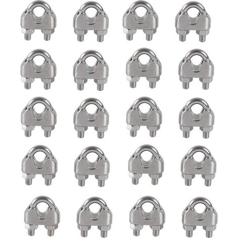M3 Serre-câbles Etrier U Boulon Clip de Câble 304 Acier inoxydable Selle de pince de Câble Câble métallique Clips pour etendoir linge exterieur20PCS (1/5)